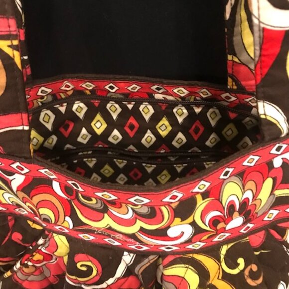 VERA BRADLEY PUCCINI 2008 RETIRED PATTERN PINK & BROWN QUILTED MCM-MOD HANDBAG - Picture 3 of 8